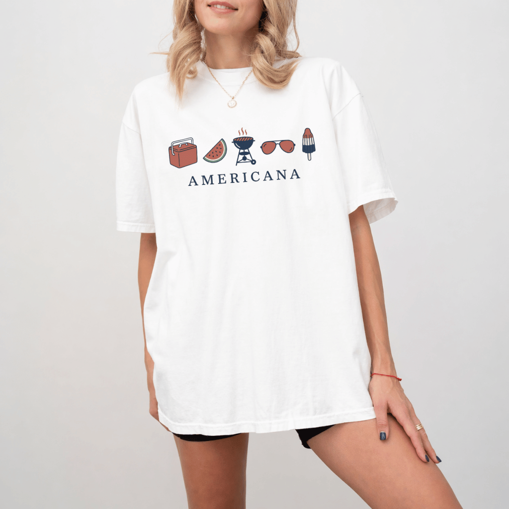 Americana Summer Comfort Colors Shirt – Patriotic 4th of July Gift for Her, Minimal Aesthetic Tee - lifestyle view